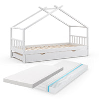 Vitalispa Letto montessori bambini Bianco 90x200 cm con letto per ospiti e 2 materassi