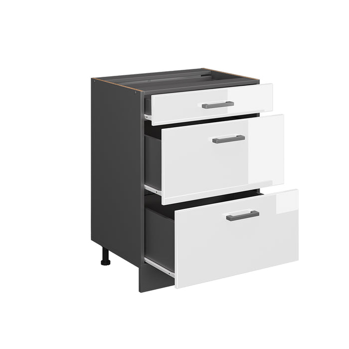 Vicco Mobiletto base per cucina Bianco lucido 60 cm PL Marmo