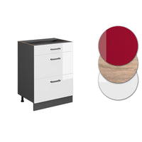 Vicco Mobiletto base per cucina Bianco lucido 60 cm con cassetti, senza piano di lavoro