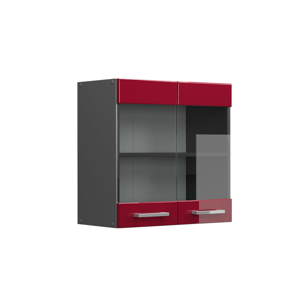 Vicco Mobile da cucina in vetro Rosso lucido 60 cm