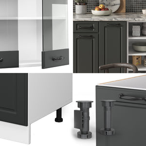 Vicco Cucina componibile Antracite casa di campagna/bianco 240 cm senza piano di lavoro