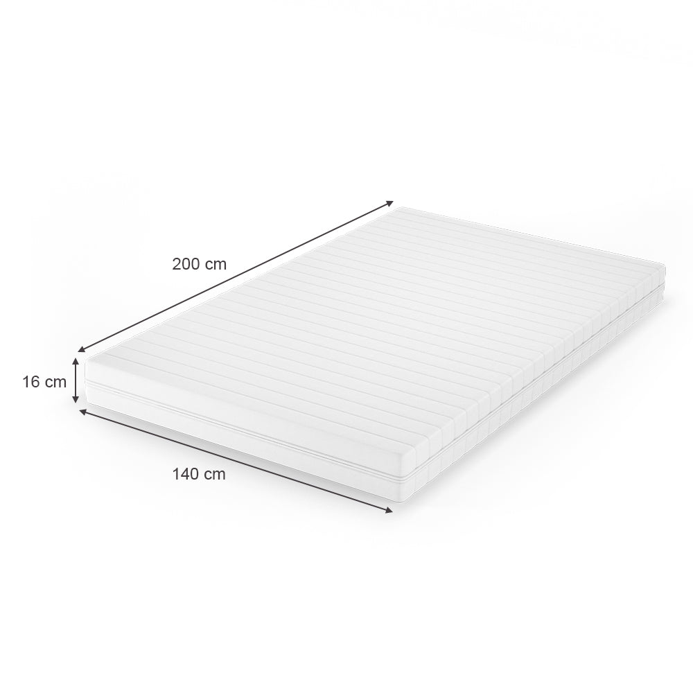 Vitalispa Materasso in schiuma fredda Bianco 140 x 200 cm H3 grado di durezza, 7 zone
