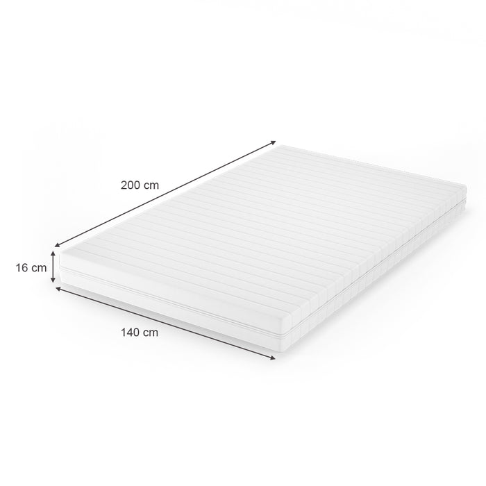 Vitalispa Materasso in schiuma fredda Bianco 140 x 200 cm H3 grado di durezza, 7 zone