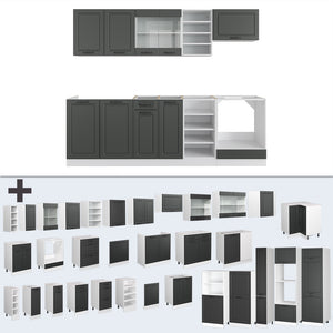 Vicco Cucina componibile Antracite casa di campagna/bianco 240 cm , PL Marmo