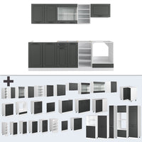 Vicco Cucina componibile Antracite casa di campagna/bianco 240 cm senza piano di lavoro