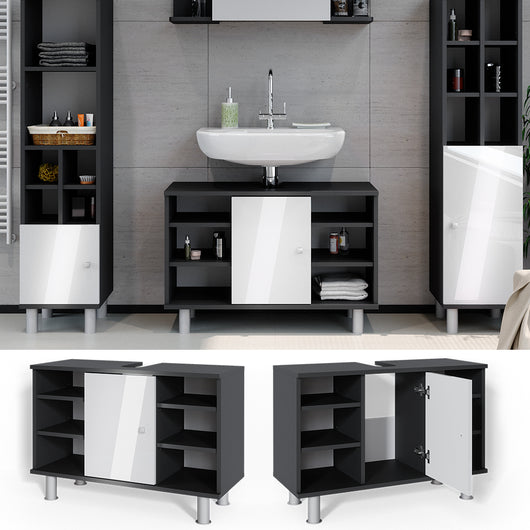 Vicco Mobile sottolavabo per bagno Antracite/bianco lucido 80 x 54 cm