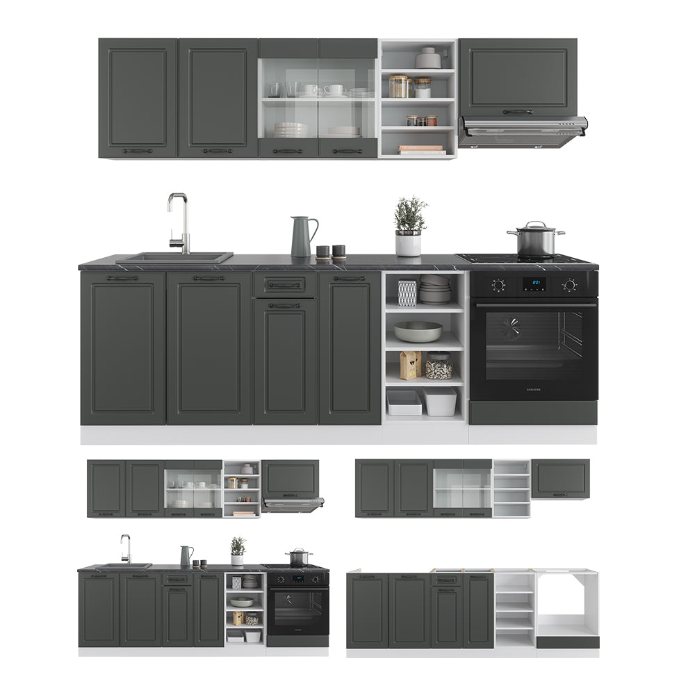 Vicco Cucina componibile Antracite casa di campagna/bianco 240 cm senza piano di lavoro