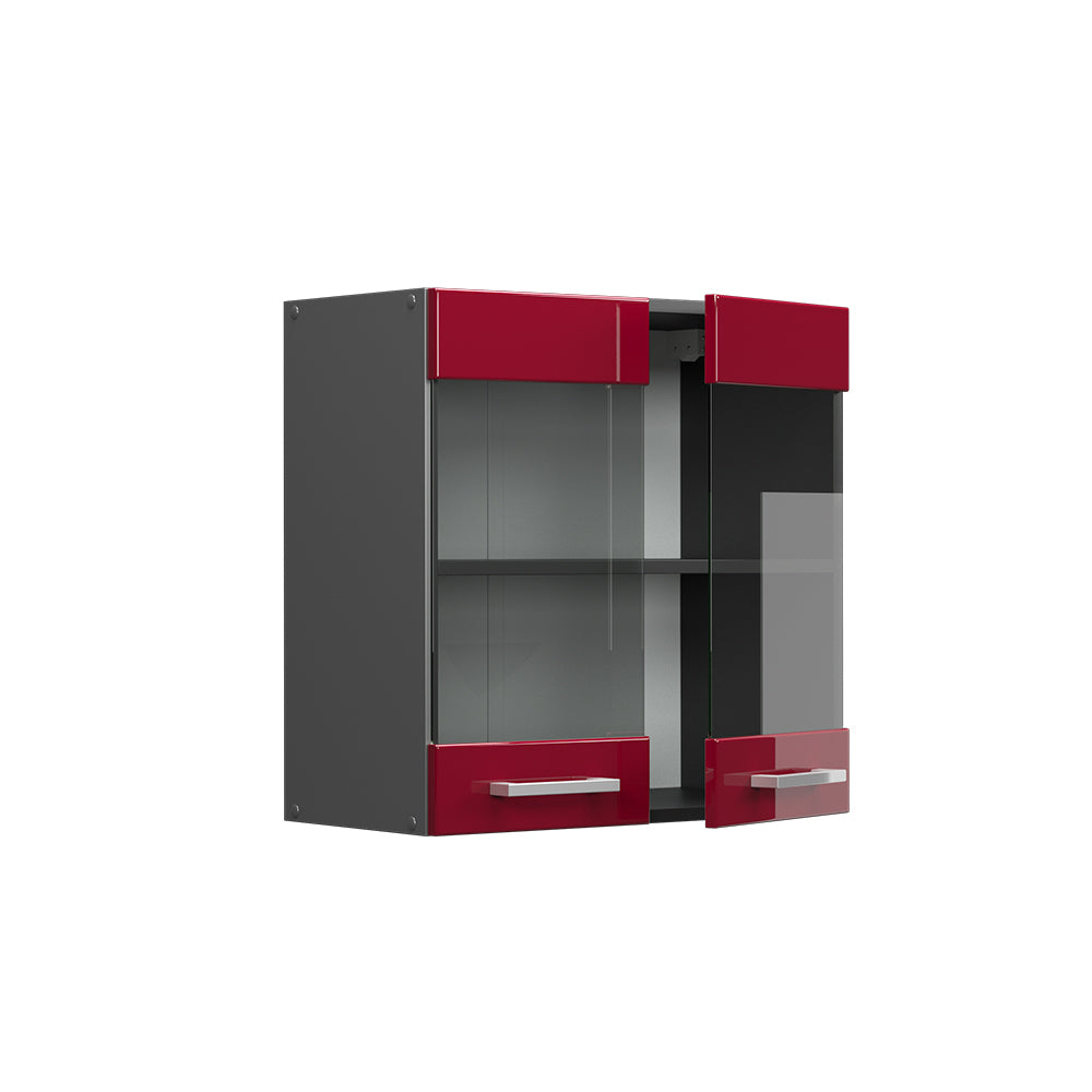 Vicco Mobile da cucina in vetro Rosso lucido 60 cm