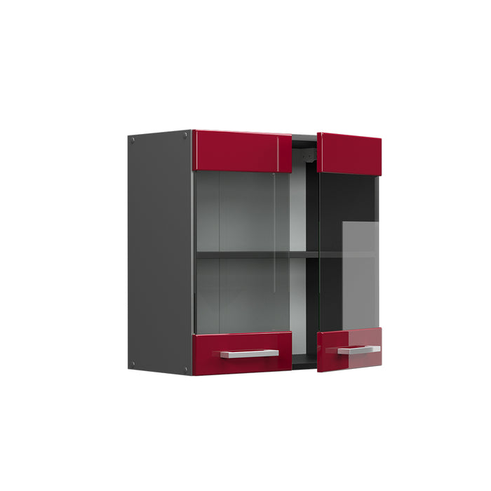 Vicco Mobile da cucina in vetro Rosso lucido 60 cm