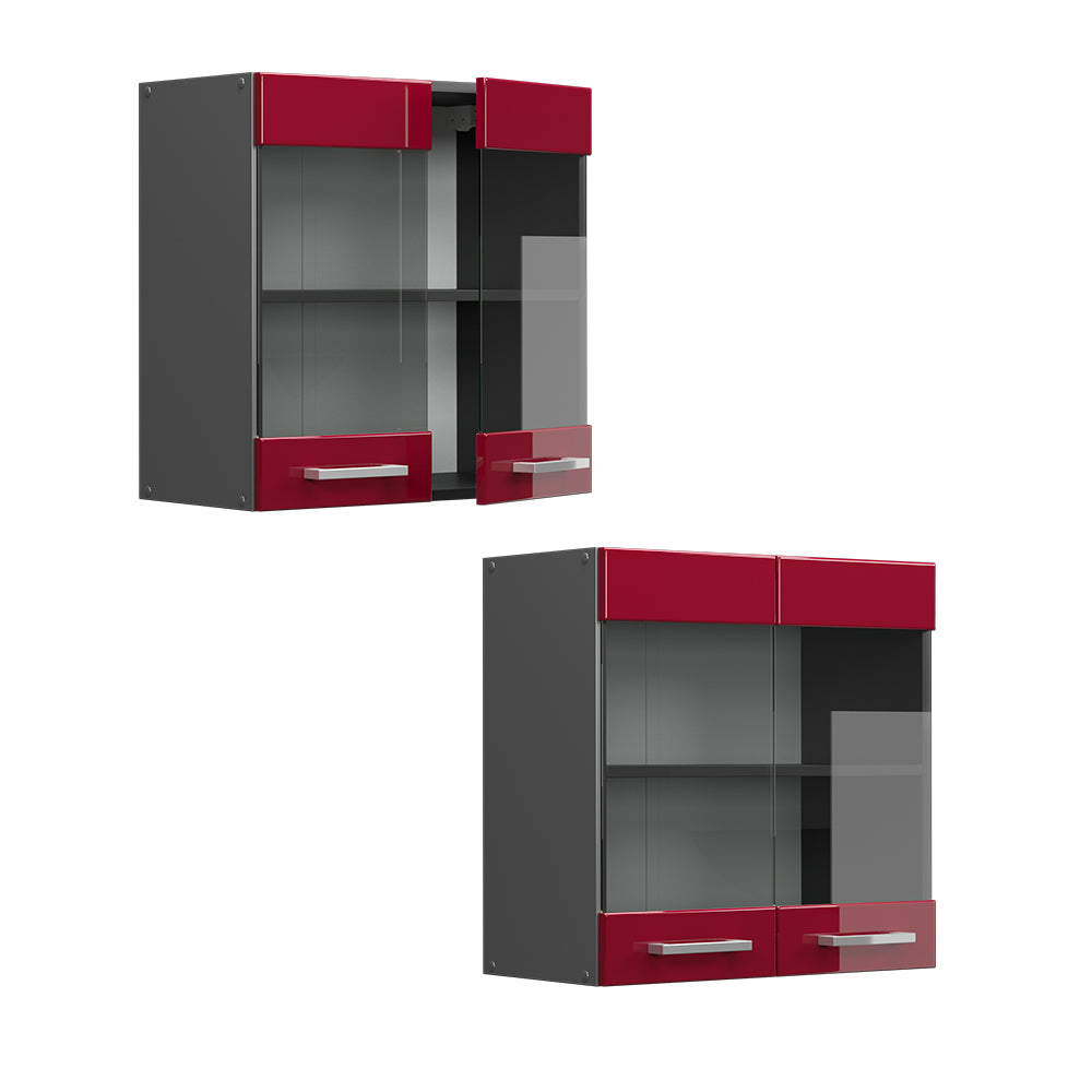 Vicco Mobile da cucina in vetro Rosso lucido 60 cm
