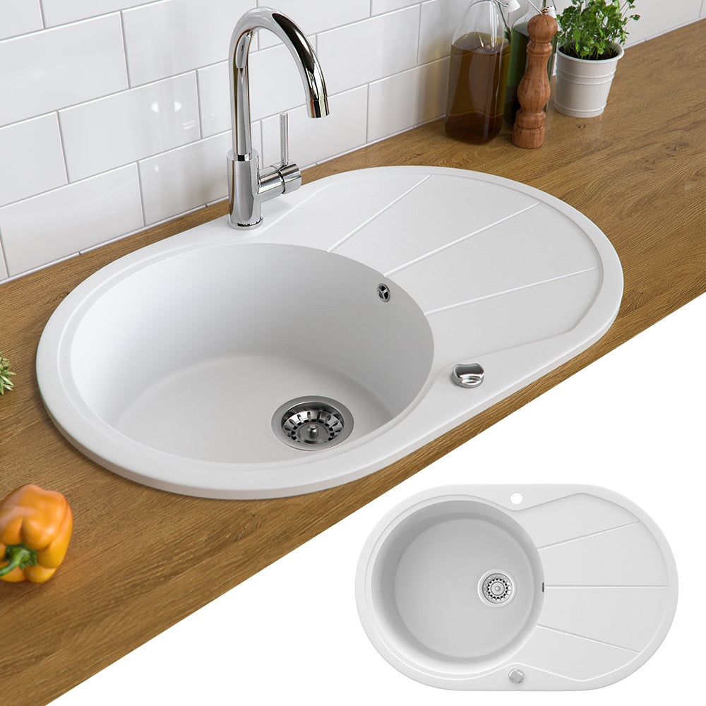 Bergström Lavello Bianco 78 x 50 cm Rotondo con posto per asciugare