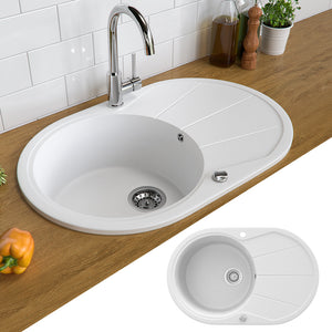 Bergström Lavello Bianco 78 x 50 cm Rotondo con posto per asciugare