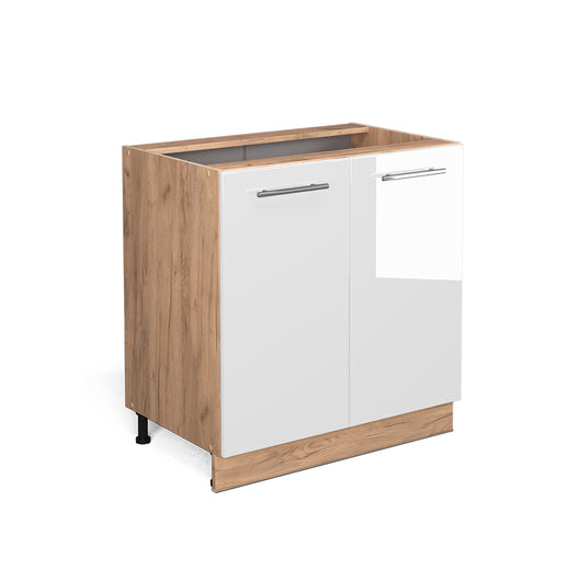 Vicco Mobiletto base cucina Bianco lucido 80 cm con ripiano, senza piano di lavoro