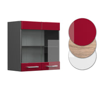 Vicco Mobile da cucina in vetro Rosso lucido 60 cm