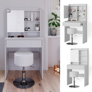 Vicco Tavolo da toeletta Bianco 70 cm con sgabello