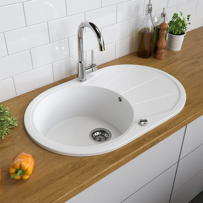 Bergström Lavello Bianco 78 x 50 cm Rotondo con posto per asciugare