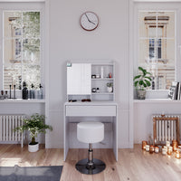 Vicco Tavolo da toeletta Bianco 70 cm con sgabello