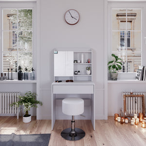 Vicco Tavolo da toeletta Bianco 70 cm con sgabello