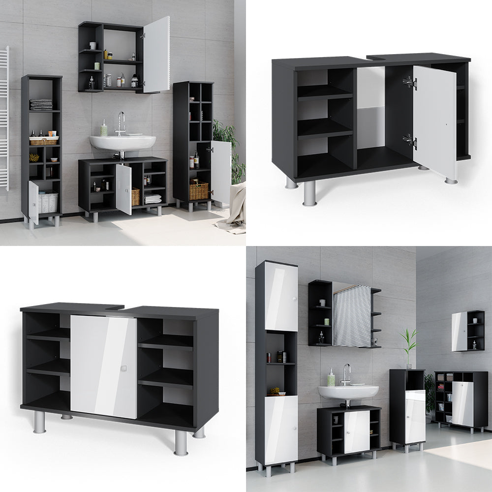 Vicco Mobile sottolavabo per bagno Antracite/bianco lucido 80 x 54 cm