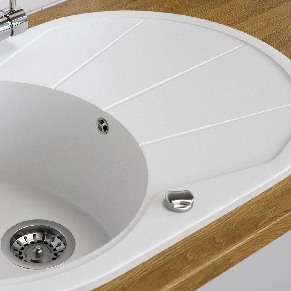 Bergström Lavello Bianco 78 x 50 cm Rotondo con posto per asciugare