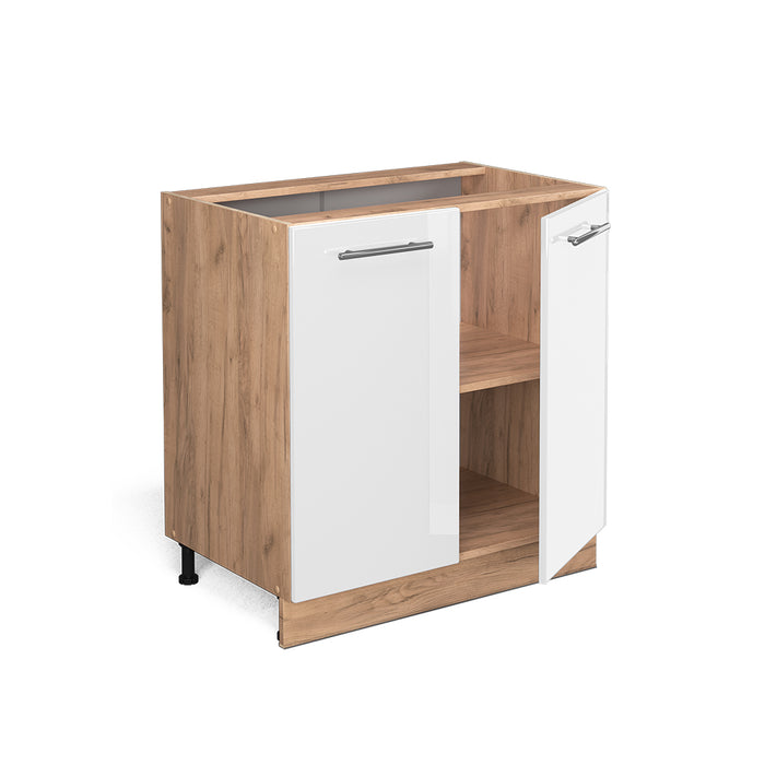 Vicco Mobiletto base cucina Bianco lucido 80 cm con ripiano, PL Marmo