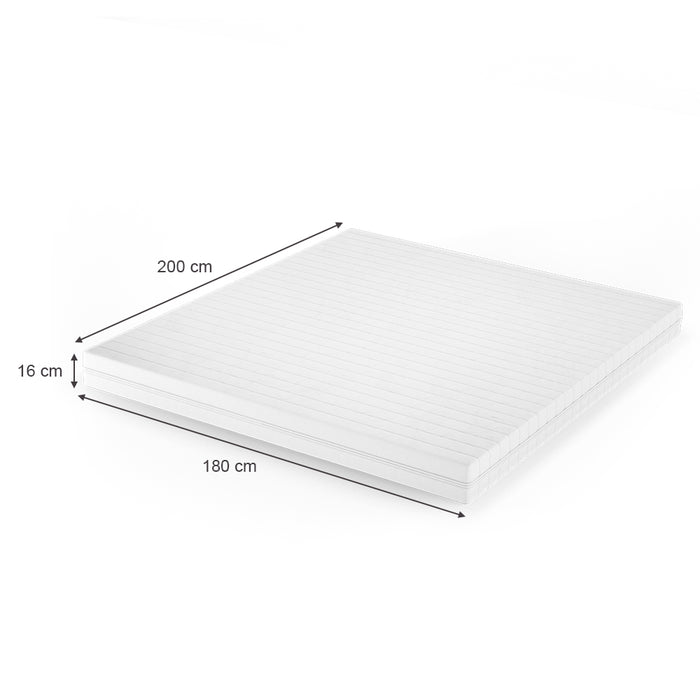 Vitalispa Materasso in schiuma fredda Bianco 180 x 200 cm H2 grado di durezza, 7 zone