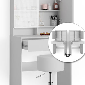 Vicco Tavolo da toeletta Bianco 70 cm con sgabello