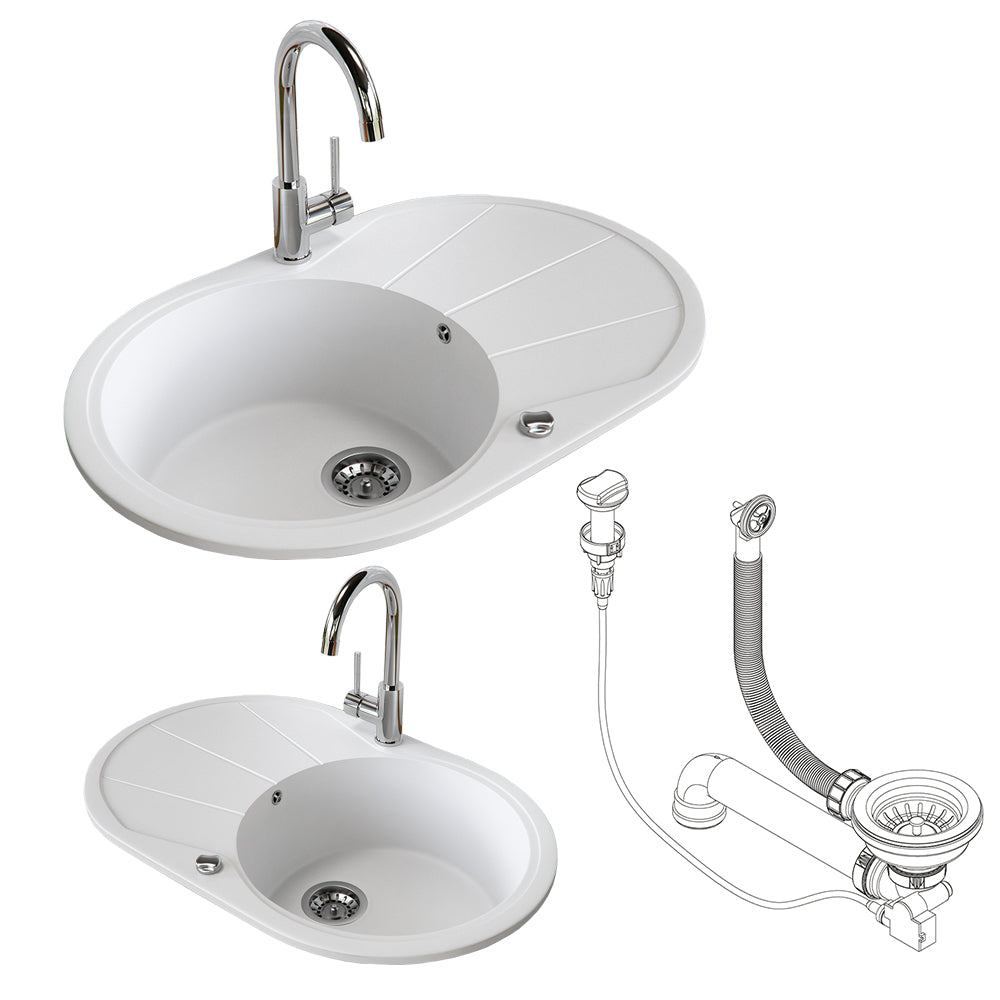 Bergström Lavello Bianco 78 x 50 cm Rotondo con posto per asciugare