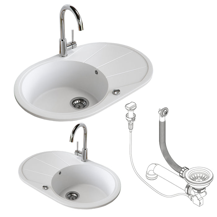 Bergström Lavello Bianco 78 x 50 cm Rotondo con posto per asciugare