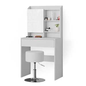 Vicco Tavolo da toeletta Bianco 70 cm con sgabello