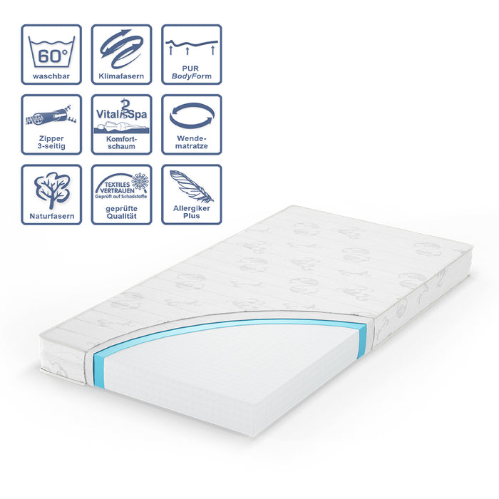 Vitalispa Materasso bambini Bianco 70 x 140 cm Livello di durezza H2