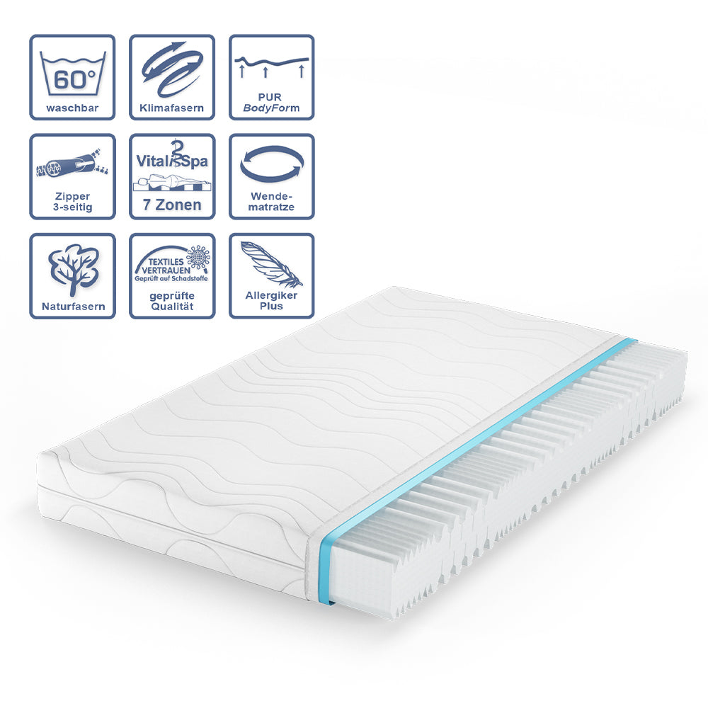 Vitalispa Materasso in schiuma fredda Bianco 140 x 200 cm 20 cm di altezza