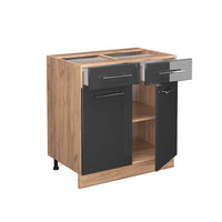 Vicco Mobiletto base per cucina Antracite lucido 80 cm con cassetto, senza piano di lavoro