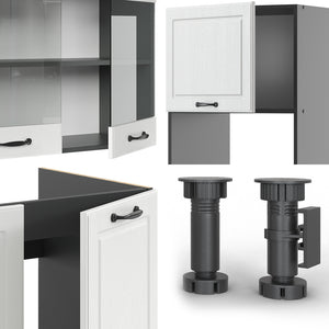 Vicco Cucina angolare completa Bianco casa di campagna/antracite 237 x 247 cm , PL Rovere