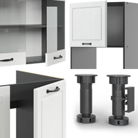 Vicco Cucina angolare completa Bianco casa di campagna/antracite 237 x 247 cm , PL Marmo