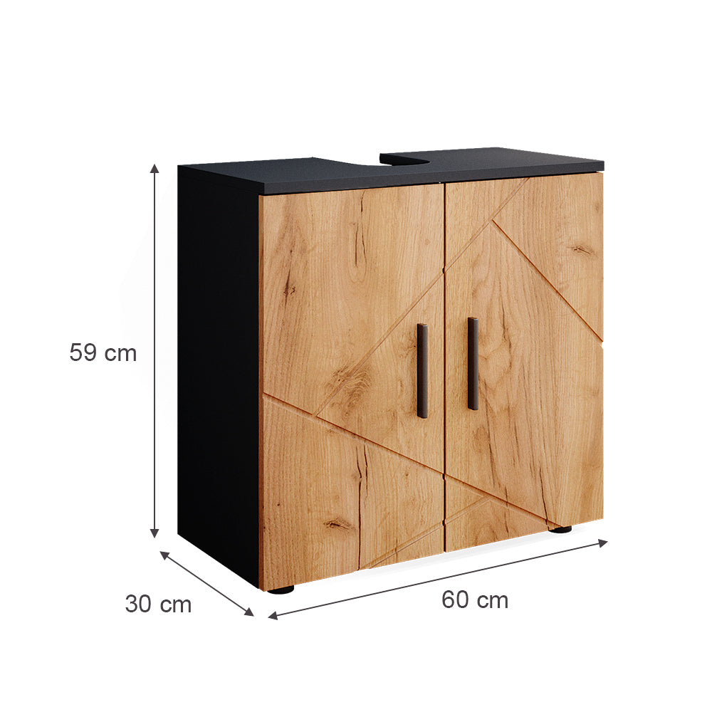 Vicco Mobile sottolavabo per bagno Quercia dorata/antracite 60 x 59 cm