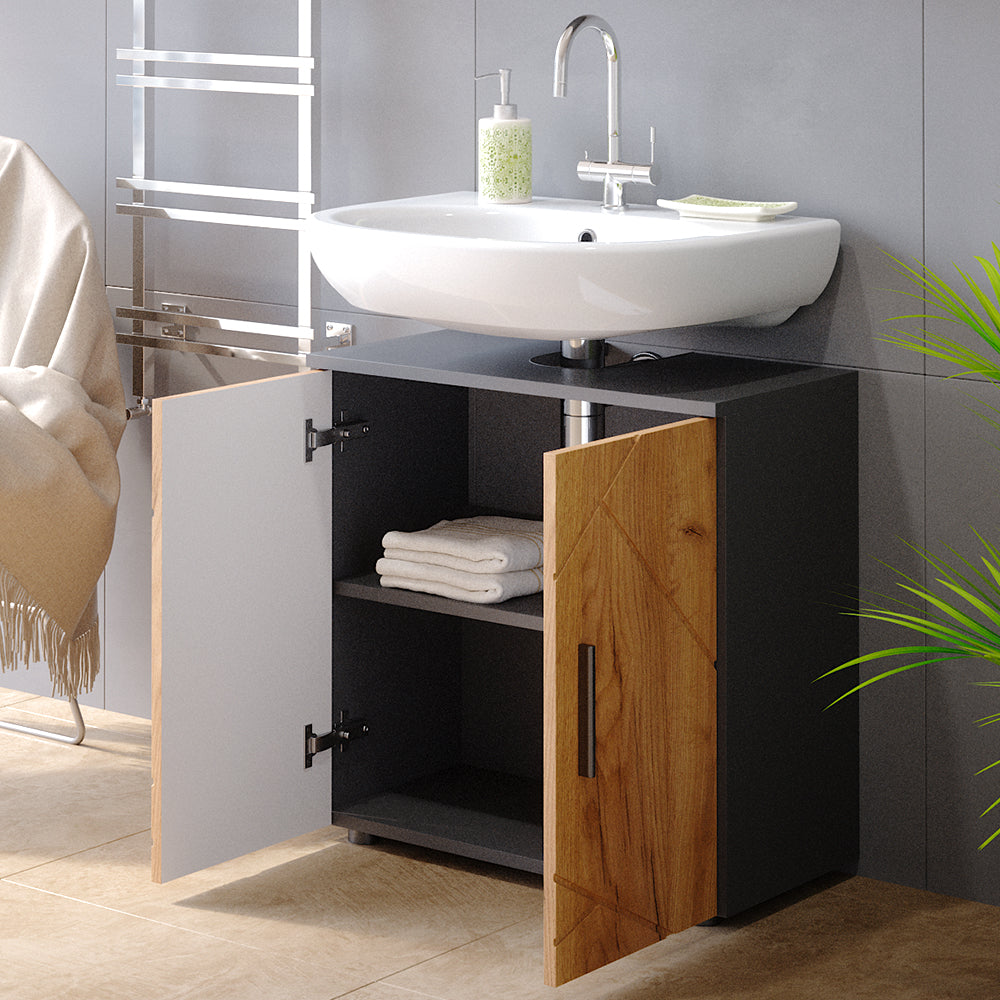Vicco Mobile sottolavabo per bagno Quercia dorata/antracite 60 x 59 cm