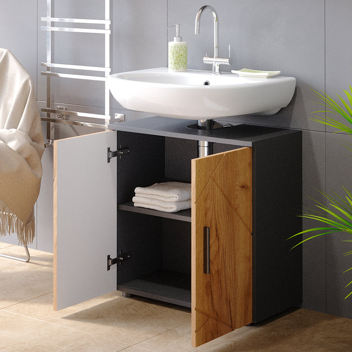 Vicco Mobile sottolavabo per bagno Quercia dorata/antracite 60 x 59 cm