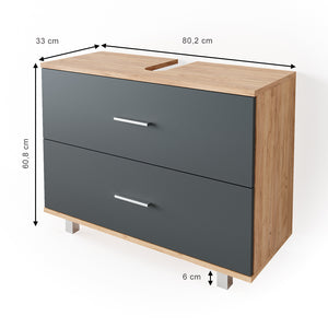 Vicco Mobile sottolavabo per bagno Antracite/quercia dorata 80 x 60.8 cm