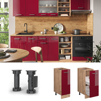 Vicco Armadio cucina dispensa alto Rosso lucido 30 cm senza piano di lavoro