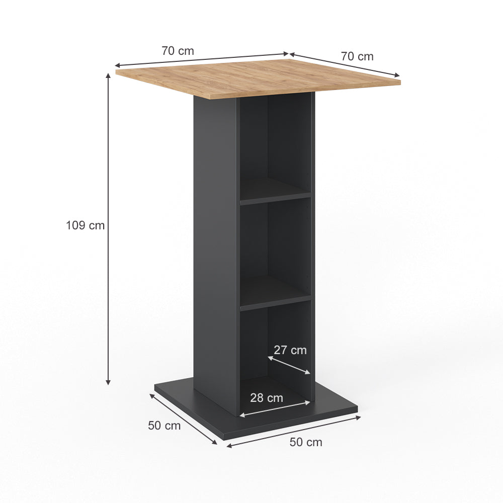 Vicco Tavolo bar alto Antracite 70 x 70 cm