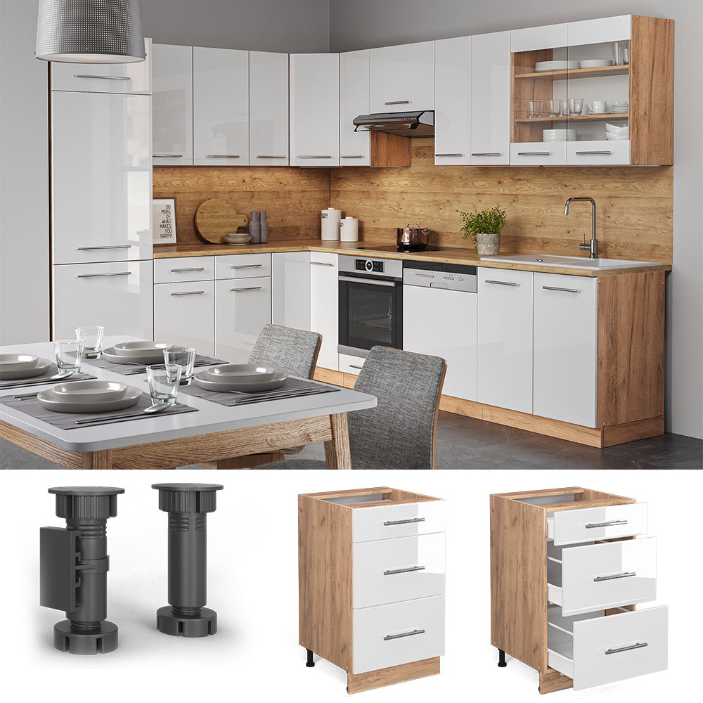 Vicco Mobiletto base per cucina Bianco lucido 50 cm , PL Antracite