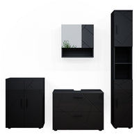 Vicco Set mobili bagno Antracite lucido 4 pezzi, con cassettiera e mobile midi