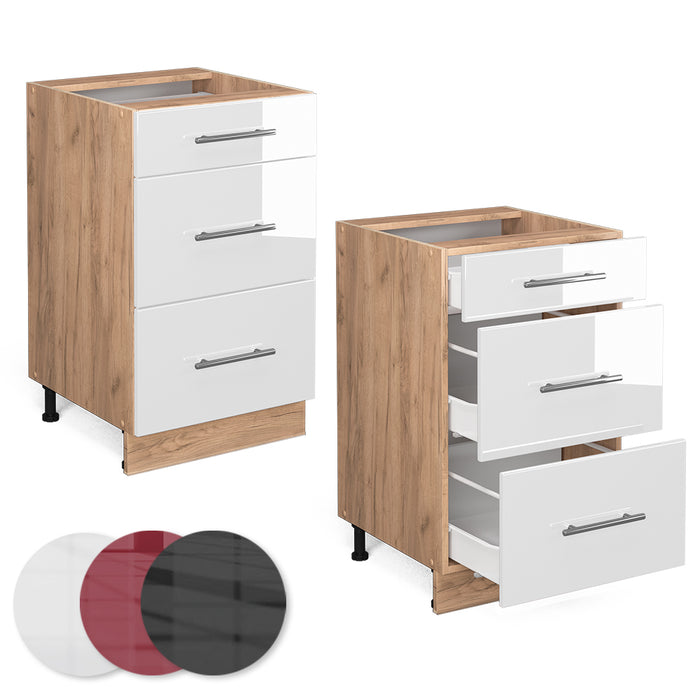 Vicco Mobiletto base per cucina Bianco lucido 50 cm senza piano di lavoro