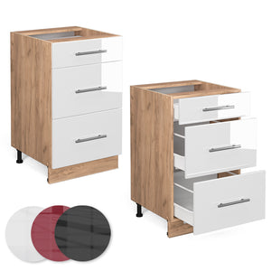 Vicco Mobiletto base per cucina Bianco lucido 50 cm , PL Rovere