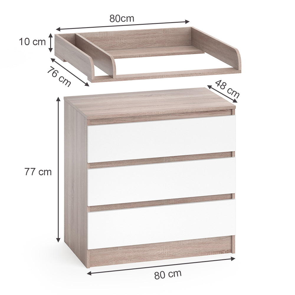 Vicco Fasciatoio Bianco/Sonoma 80 x 87 cm