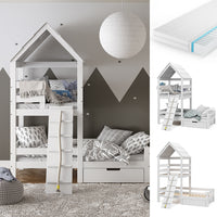 Vitalispa Letto montessori bambini Bianco 90x200 cm con materasso e cassetto