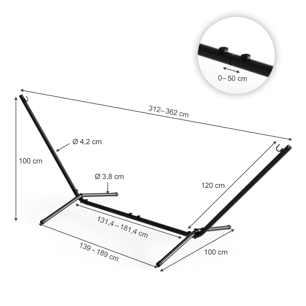 OK-Living Telaio per amaca Nero 362 cm