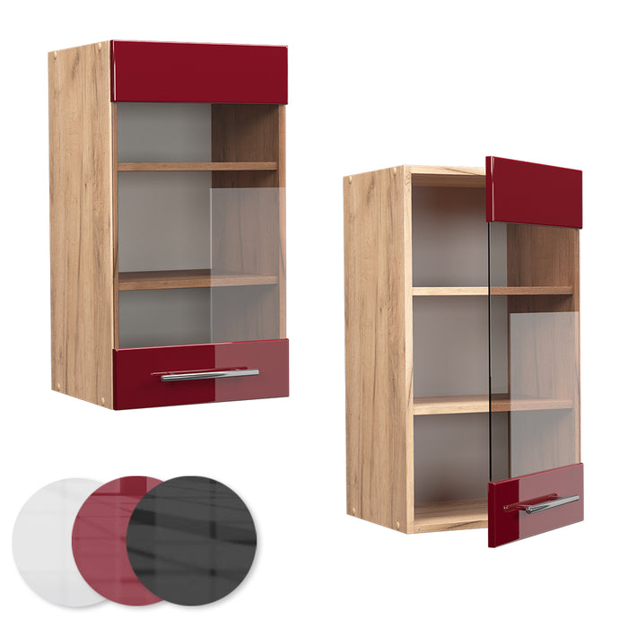 Vicco Mobile da cucina in vetro Rosso bordeaux lucido 40 cm