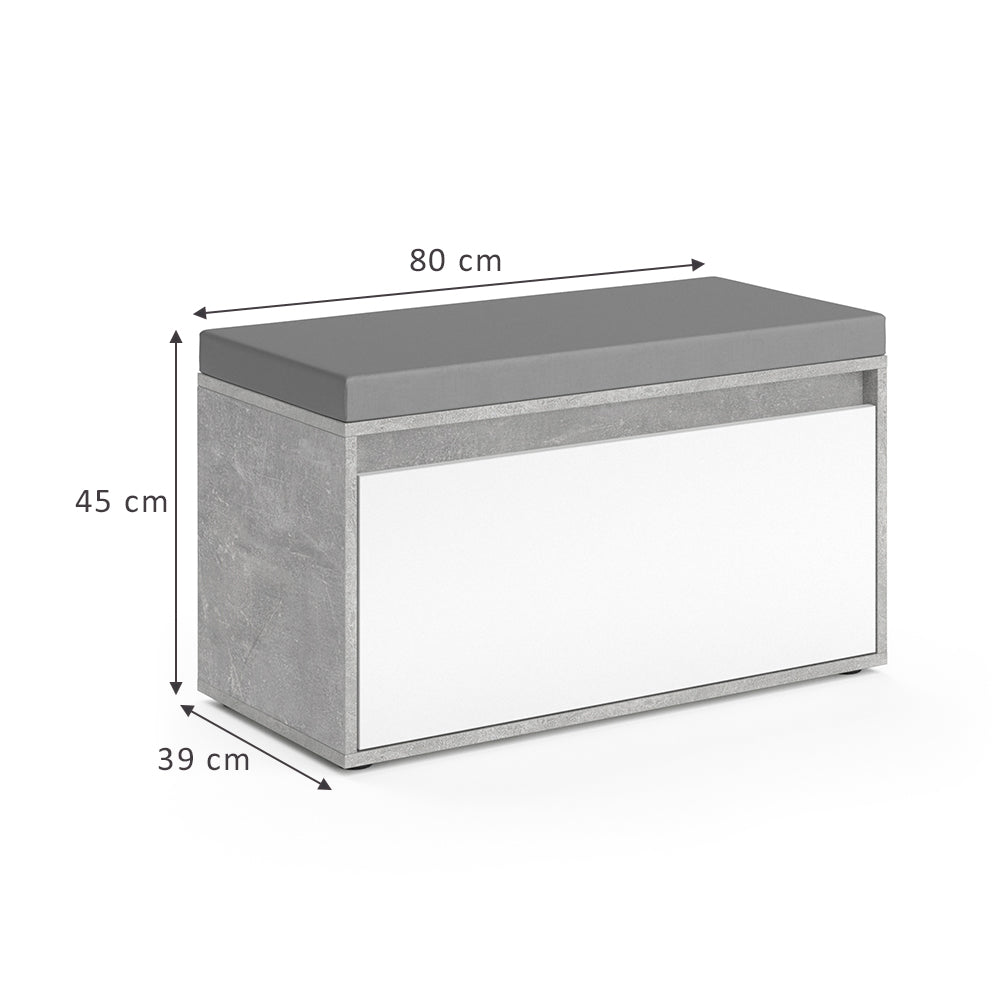 Vicco Panca scarpiera da ingresso Calcestruzzo 80 x 45 cm